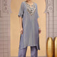 Chhap Grey Colour Organza Shimmer Hand Work Salwar Suit - Swadesiicart