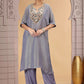 Chhap Grey Colour Organza Shimmer Hand Work Salwar Suit - Swadesiicart