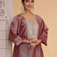 Chhap Rust Brown Colour Organza Shimmer Hand Work Salwar Suit - Swadesiicart
