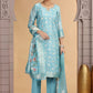 Chhap Organza Jacquard Woven and Hand Work Salwar Suit In Sky Blue Colour - Swadesiicart