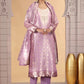 Chhap Organza Jacquard Woven and Hand Work Salwar Suit In Purple Pink Colour - Swadesiicart