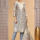 Chhap Organza Jacquard Woven and Hand Work Salwar Suit In Grey Brown Colour - Swadesiicart