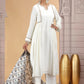 Chhap Chiffon Printed and Hand Work Salwar Suit In Off White Colour - Swadesiicart