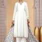 Chhap Chiffon Printed and Hand Work Salwar Suit In Off White Colour - Swadesiicart