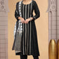 Chhap Chiffon Printed and Hand Work Salwar Suit In Black Colour - Swadesiicart