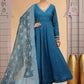 Chhap Teal Blue Colour Chiffon Hand Work Salwar Suit - Swadesiicart