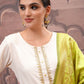 Vishudh Cream Embroidered Straight Kurta with Palazzo & Dupatta - Swadesiicart