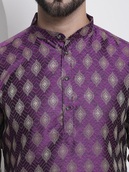 Sojanya Ethnic Motifs Woven Design Jacquard Regular Kurta | Swadesiicart