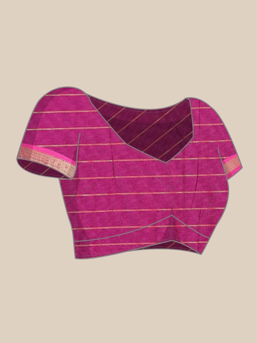 Anouk Navy Blue & Fuchsia Woven Design Pure Silk Banarasi Saree | Swadesiicart