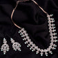 Saraf RS Jewellery Rose Gold-Polished White & Sea Green AD-Studded Handcrafted Jewellery Set