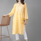 ADA Women Yellow & White Cotton Sustainable Hand Embroidered Chikankari Kurta & Trousers | Swadesiicart