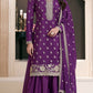 Anaita Purple Chinon Embroidered Thread Work Stitched Salwar Suit