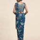 Blue Pure Georgette Sequence work Ready to wear Saree with stitched Blouse - Nirvana | Swadesiicart