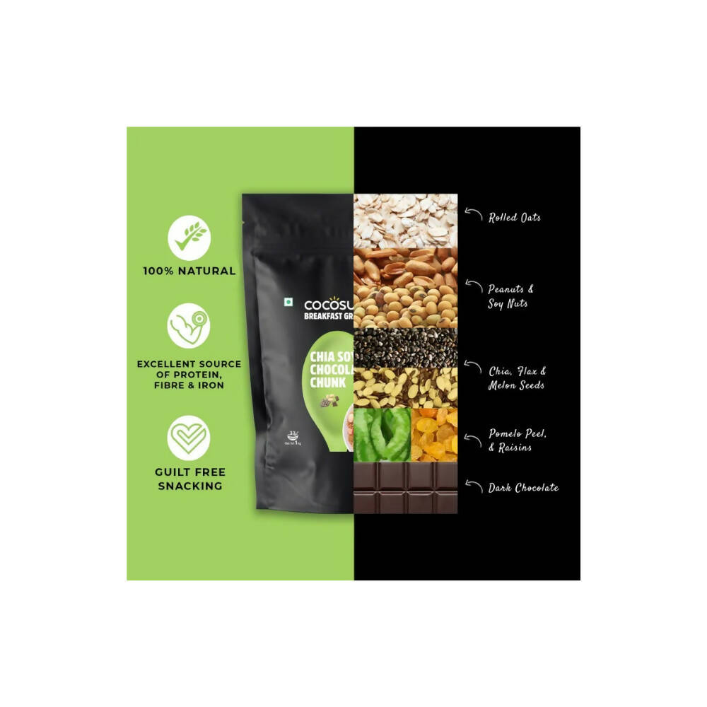Cocosutra Chia Soya Chocolate Chunk Breakfast Granola - Swadesiicart