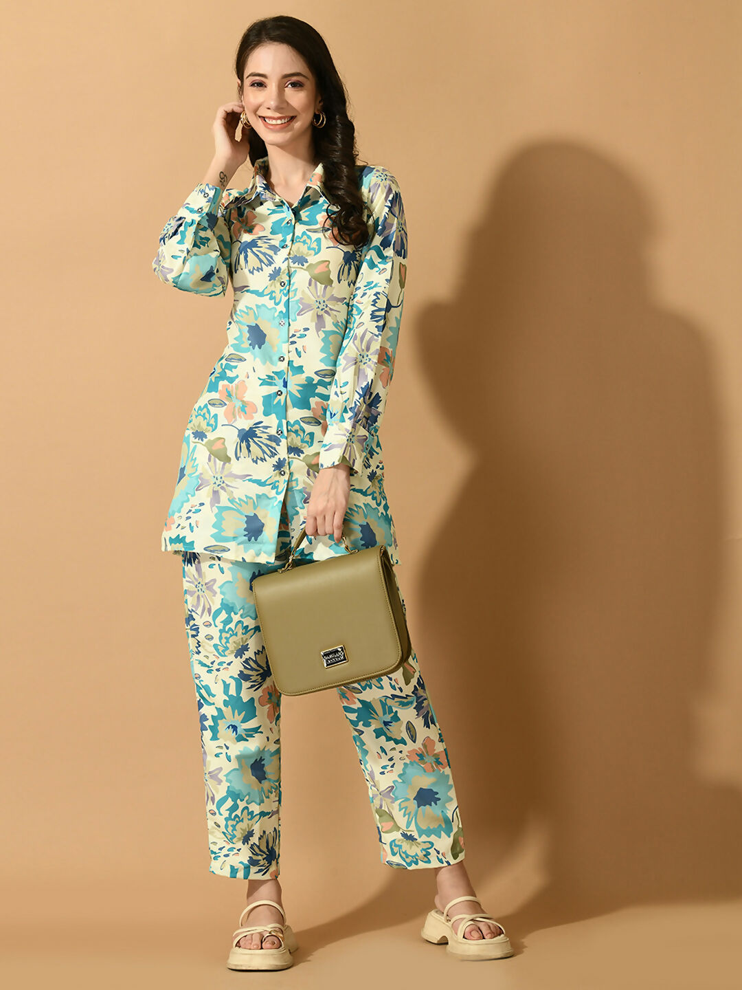Myshka Women's Multi Printed Shirt With Trousers - Swadesiicart