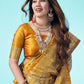 Kalini Yellow & Gold-Toned Woven Design Zari Banarasi Saree | Swadesiicart