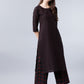 Vishudh Women Black & Red Striped A-Line Kurta - Swadesiicart
