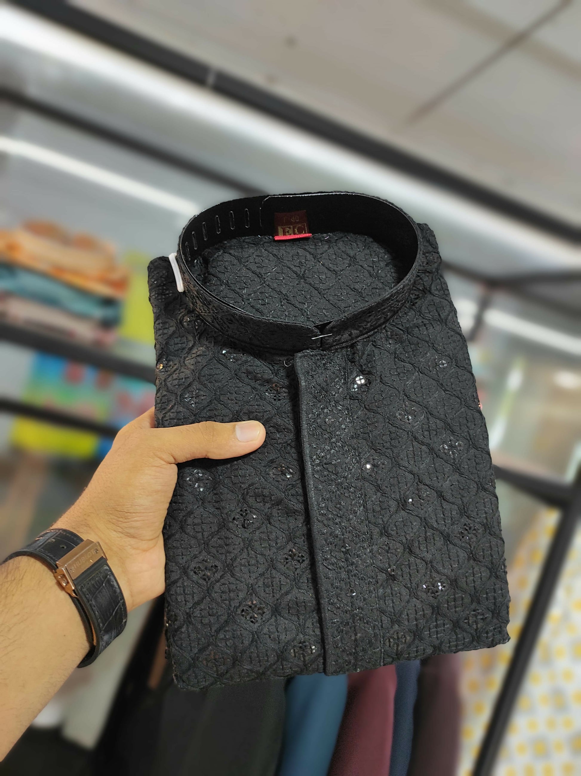 Anaita Black Embroidered Rayon Straight Kurta