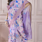 Anaita Lavender Printed Pure Modal Silk Saree With Blouse