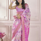 Anaita Pink Printed Pure Modal Silk Saree With Blouse