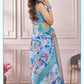 Anaita Sky Blue Printed Pure Modal Silk Saree With Blouse