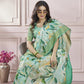 Anaita Light Green Printed Pure Modal Silk Saree With Blouse