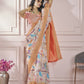 Anaita Peach Printed Pure Modal Silk Saree With Blouse