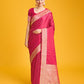 Monjolika Fashion Hot Pink Color Banarasi Satin Rich Brocade Embellishments Zari Woven Work Silk Saree | Swadesiicart