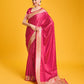 Monjolika Fashion Hot Pink Color Banarasi Satin Rich Brocade Embellishments Zari Woven Work Silk Saree | Swadesiicart
