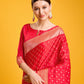 Monjolika Fashion Red Color Banarasi Satin Rich Brocade Embellishments Zari Woven Work Silk Saree | Swadesiicart