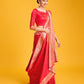 Monjolika Fashion Red Color Banarasi Satin Rich Brocade Embellishments Zari Woven Work Silk Saree | Swadesiicart