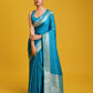 Monjolika Fashion Cyan Color Banarasi Zari Woven Work Enhanced Elegance Silk Saree | Swadesiicart