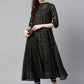 Juniper Womens Black Chanderi Foil Print Kurta - Swadesiicart