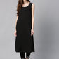 Juniper Womens Black Chanderi Foil Print Kurta - Swadesiicart