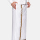 Sethukrishna Men White & Brown Solid Cotton Dhoti | Swadesiicart