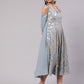 Aks Floral Printed Cold Shoulder Sleeves Pure Georgette Anarkali Kurta