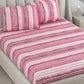 DREAM WEAVERZ Pink Striped Pure Cotton 220 TC King Bedsheet With 2 Pillow Covers - Swadesiicart