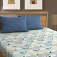 Bajo's White & Green Ethnic Motifs 350 TC Cotton King Bedsheet with 2 Pillow Covers