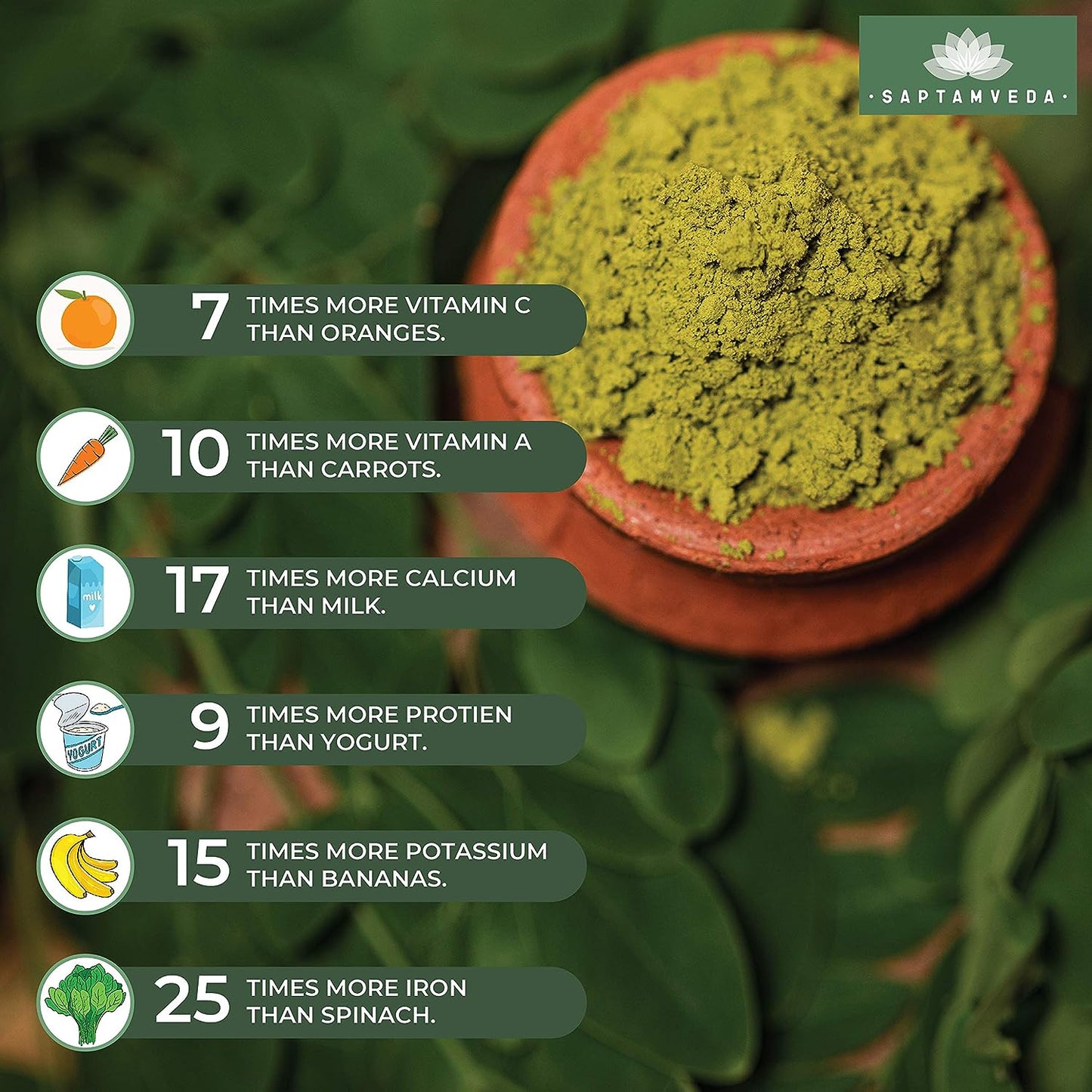 Saptamveda Organic Moringa Powder - Swadesiicart