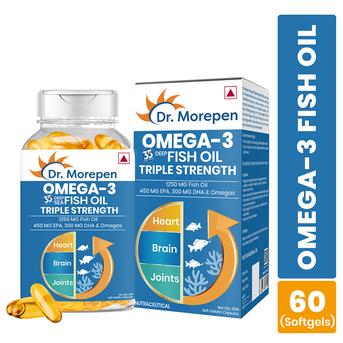 Dr. Morepen Omega-3 Deep Sea Fish Oil Triple Strength Softgels - Swadesiicart