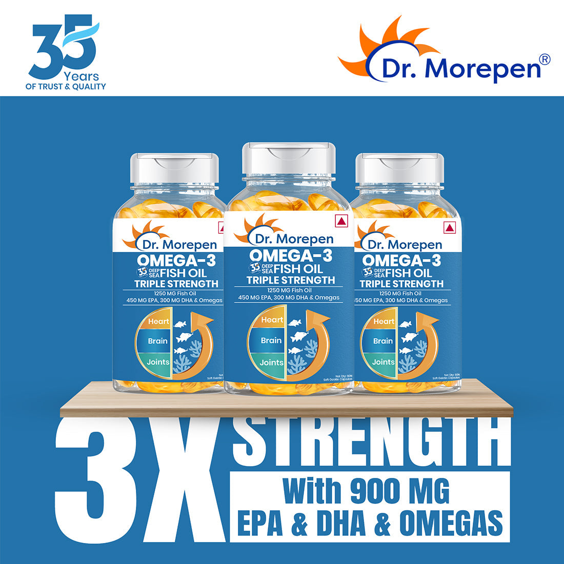 Dr. Morepen Omega-3 Deep Sea Fish Oil Triple Strength Softgels - Swadesiicart