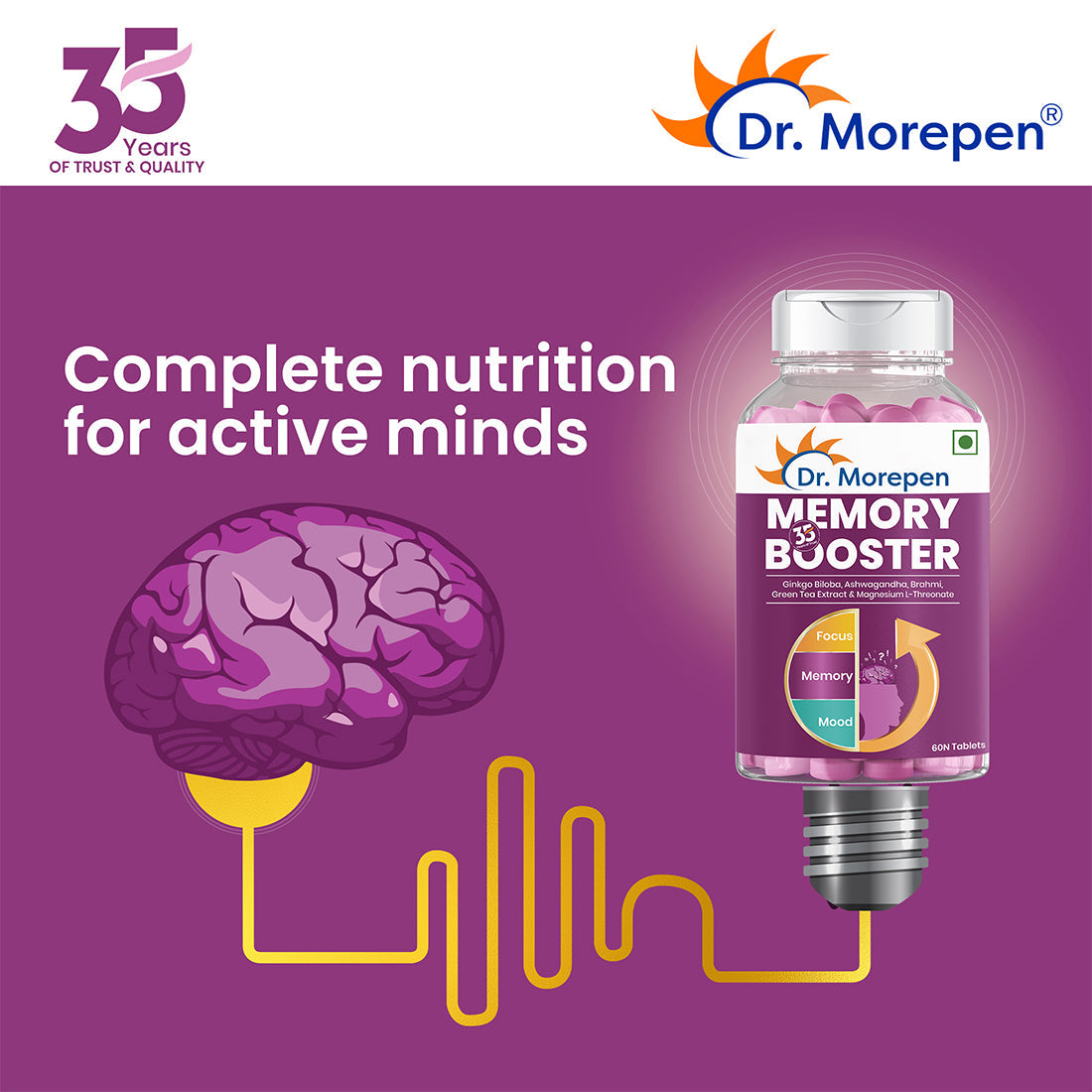 Dr. Morepen Memory Focus & Mood Tablets - Swadesiicart