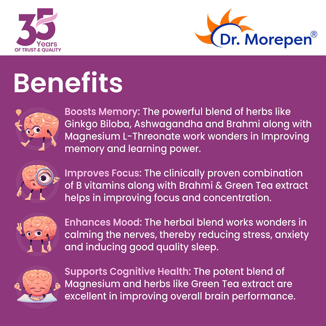 Dr. Morepen Memory Focus & Mood Tablets - Swadesiicart