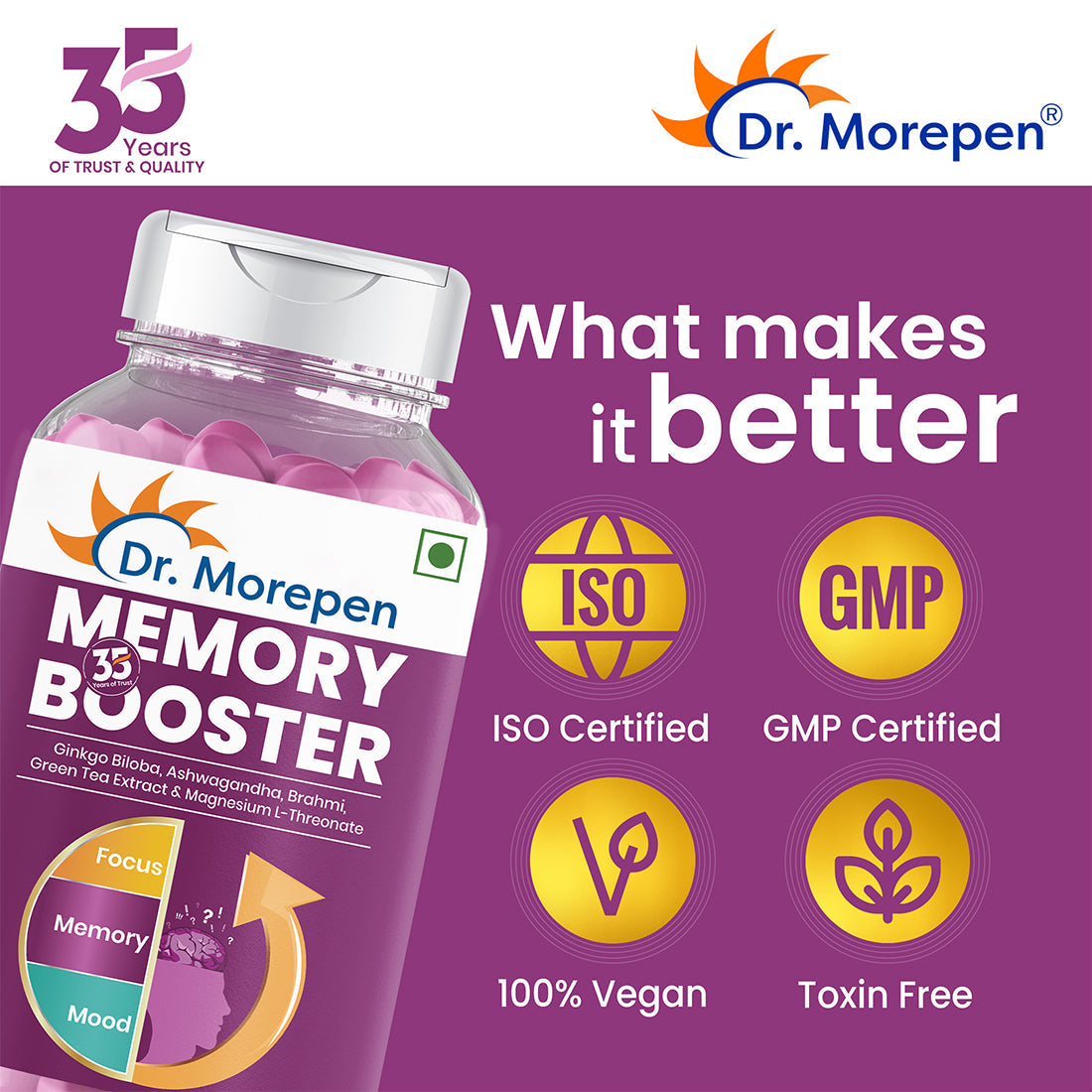 Dr. Morepen Memory Focus & Mood Tablets - Swadesiicart