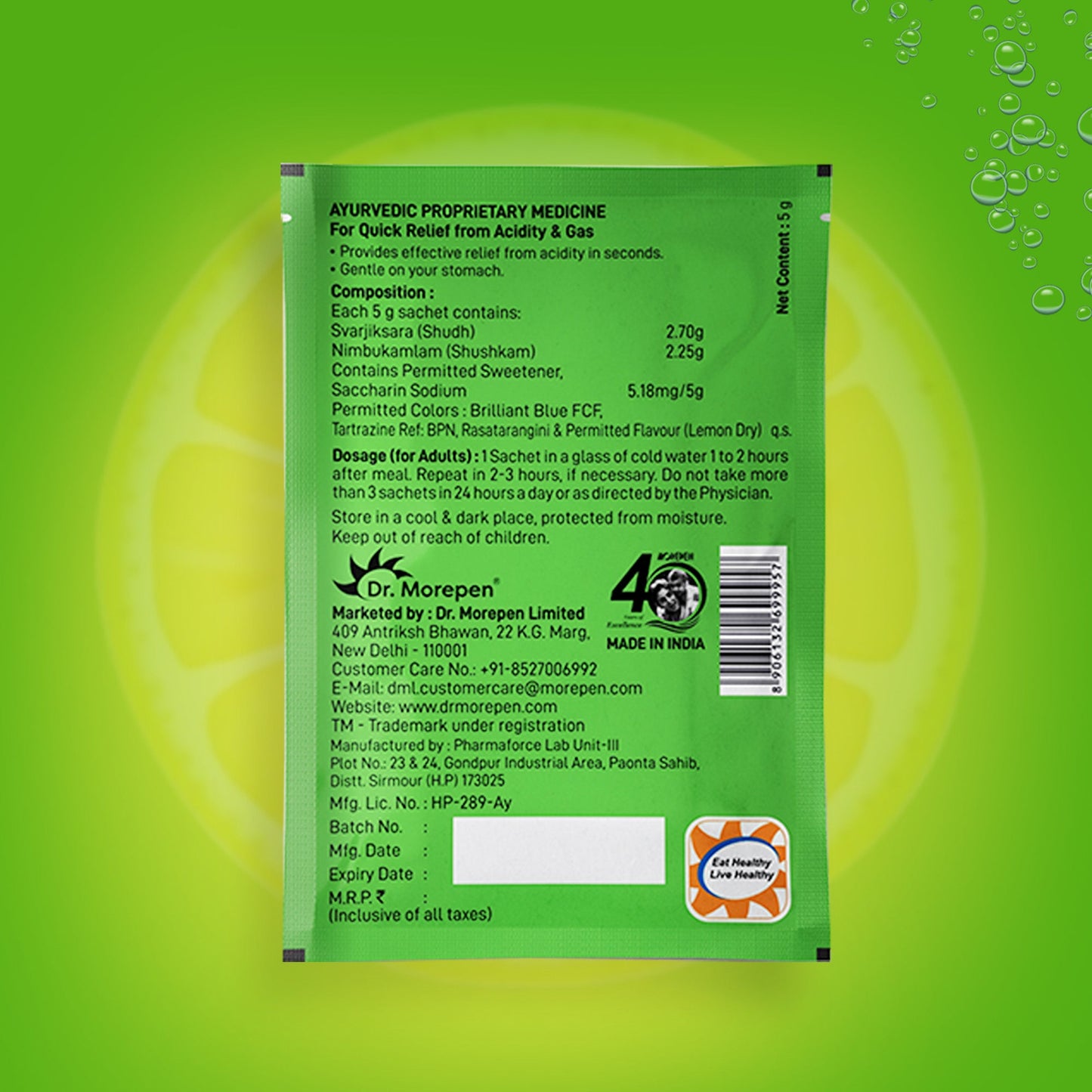 Dr. Morepen Acidity-X Fizz Sachets - Swadesiicart