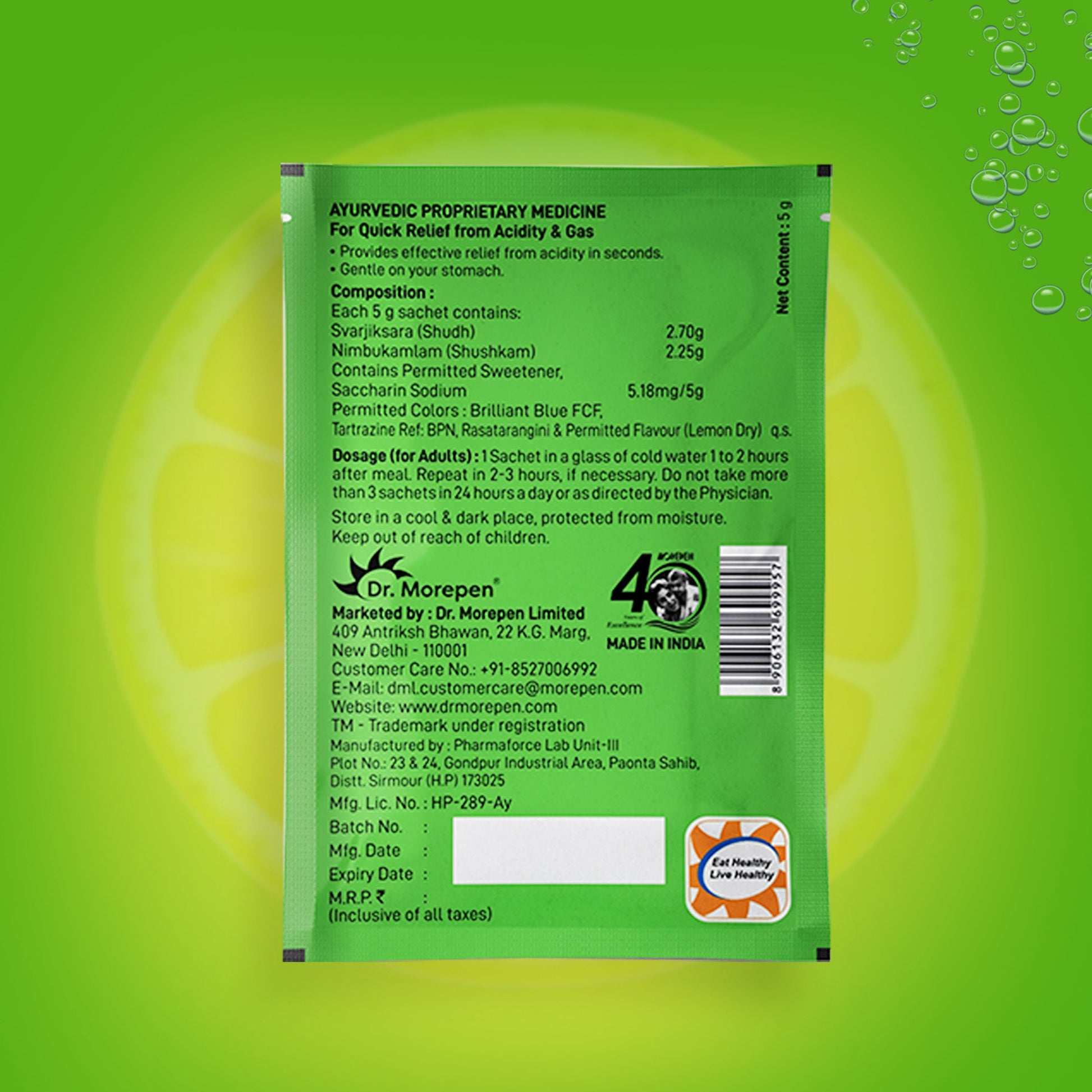 Dr. Morepen Acidity-X Fizz Sachets - Swadesiicart