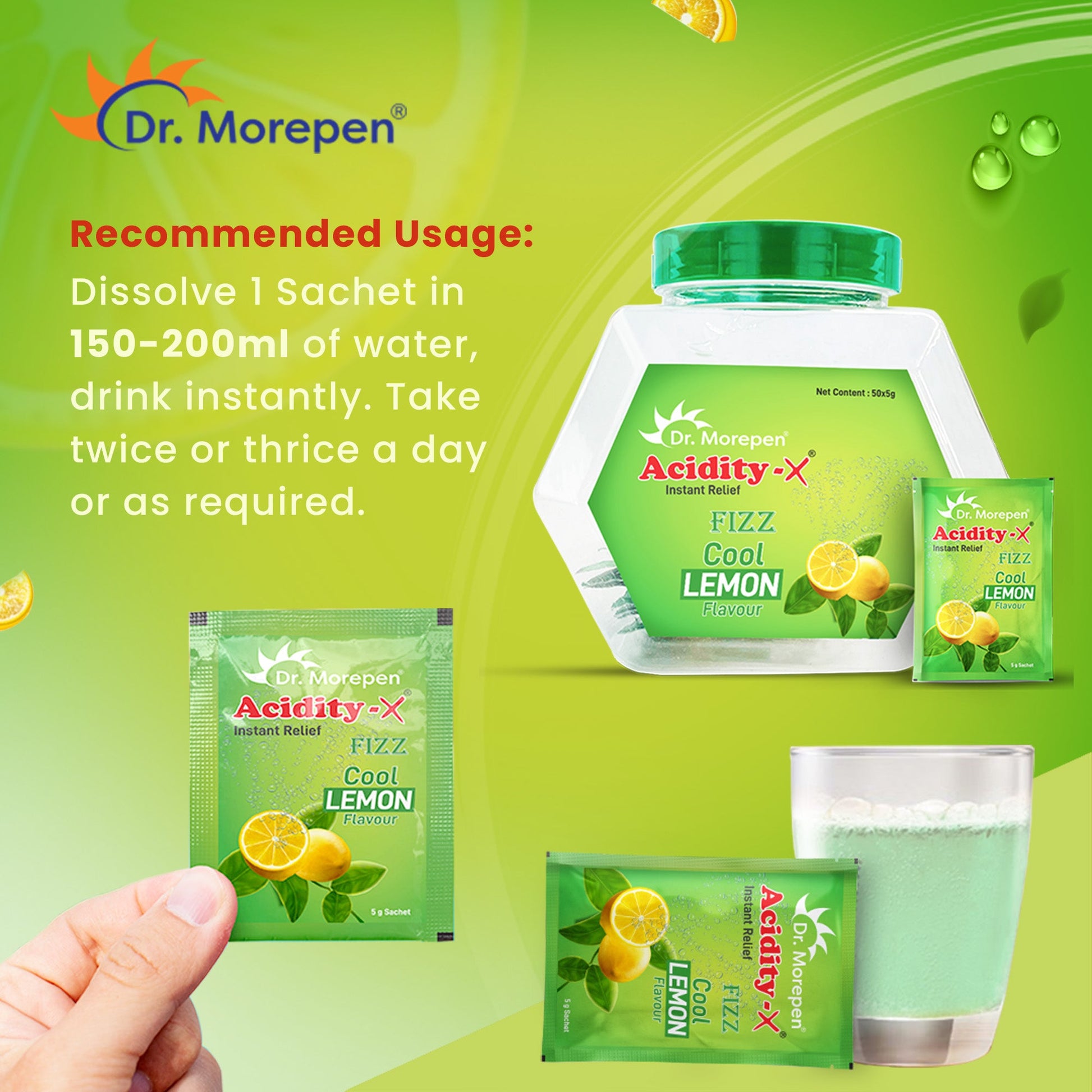 Dr. Morepen Acidity-X Fizz Sachets - Swadesiicart