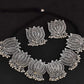 Silver-Plated Alloy Oxidised Lotus Petals Necklace - The Pari | Swadesiicart