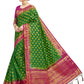 Vardha Women's Green Woven Raw Silk Banarasi Saree | Swadesiicart