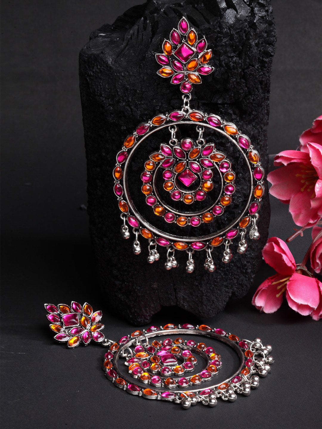 Shining Diva Multicoloured Oxidised Contemporary Drop Earrings - Swadesiicart